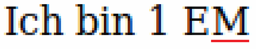 Abbildung: Vermessung der Pixel der Einheit em